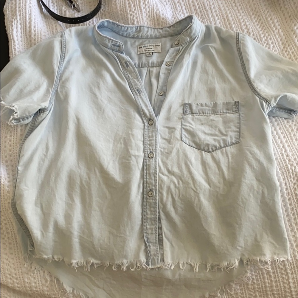 Blue shirt shop denim-like top